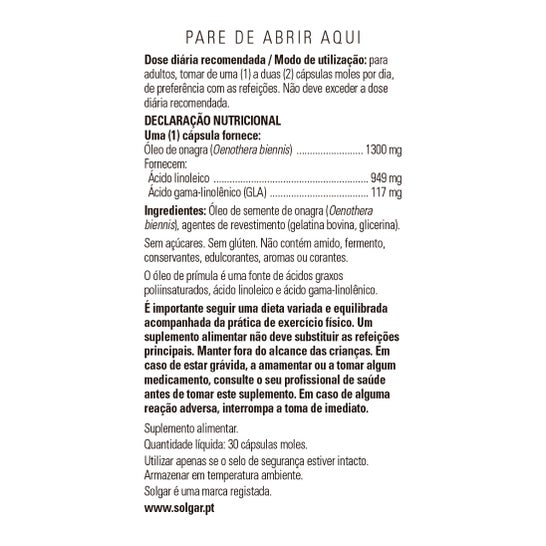 Solgar Huile D'Onagre 1300mg 30 gélules