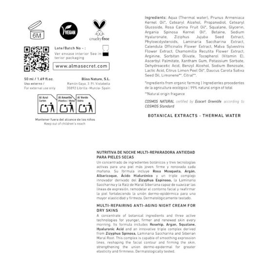Alma Secret Multi-reparadora Noche Con Rosa Mosqueta, Escualano Alma Secret Multi-reparadora Noche Con Rosa Mosqueta, Escualano