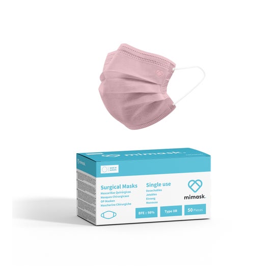 Mimask Masque Chirurgical NR Type IIR Rose 50 Unités