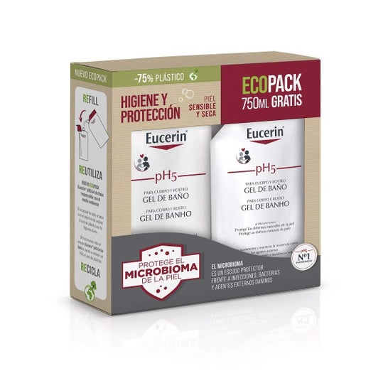 Gel douche Ecopack Eucerin pH5 1L+750ml