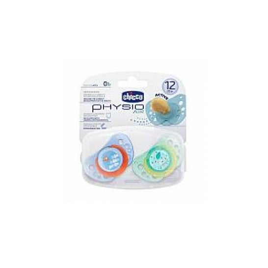 Chicco™ chupete physio air azul azul caucho 12 meses + 2uds