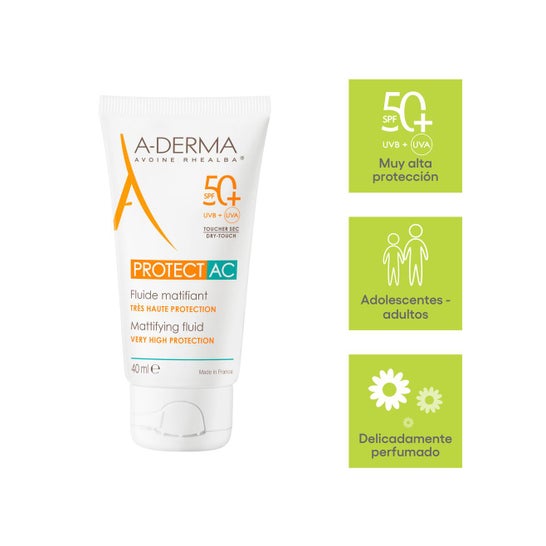 A-Derma Protect AC Fluide Matifiant Très Haute Protection SPF50+ 40ml