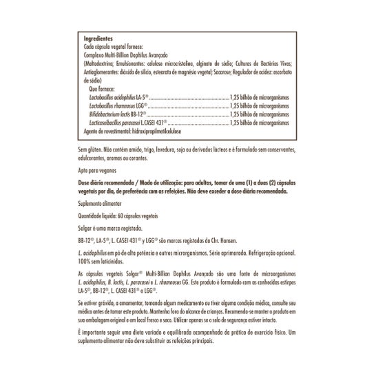 Solgar MultiBillion Dophilus 60 gélules Végétales