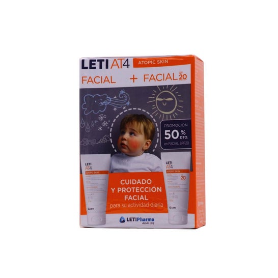 LetiAT4 Pack Atopic Skin Crème Visage + Crèm Visage Spf20 2x50ml