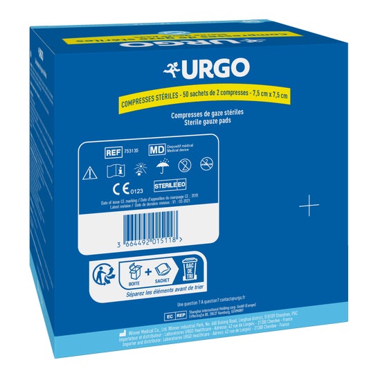 Urgo Compresses Stériles 7,5cm x 7,5cm 2x50 Unités