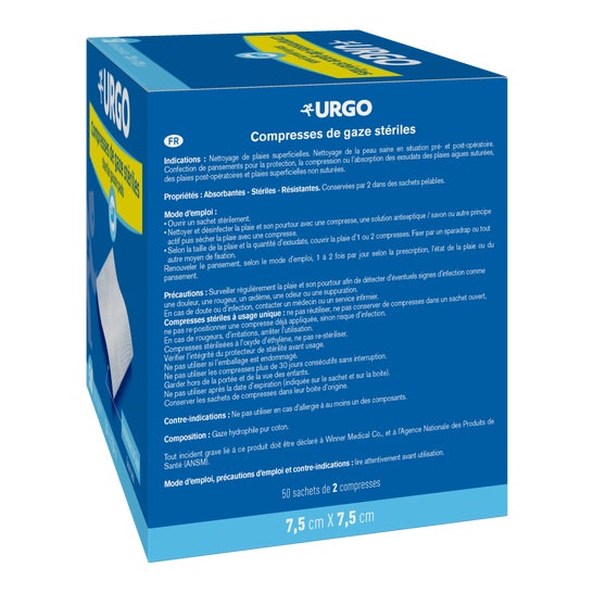 Urgo Compresses Stériles 7,5cm x 7,5cm 2x50 Unités