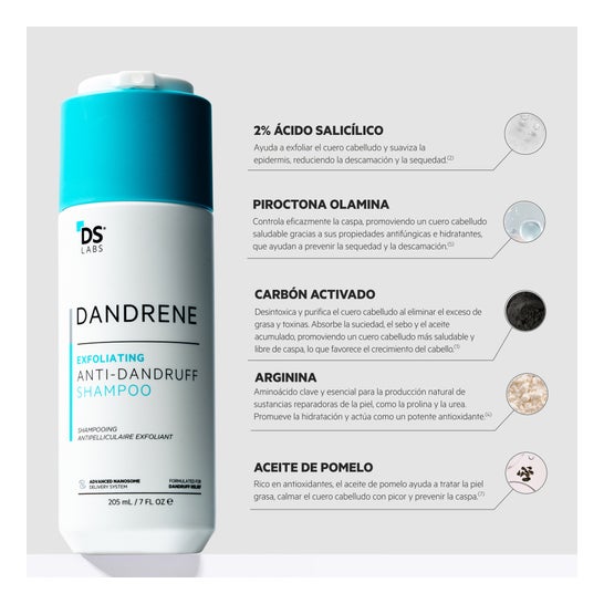 Shampooing exfoliant Dandrene avec technologie antipelliculaire 205ml