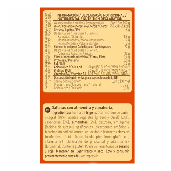 Biscuits aux carottes et aux amandes de Diet-Radisson 220g