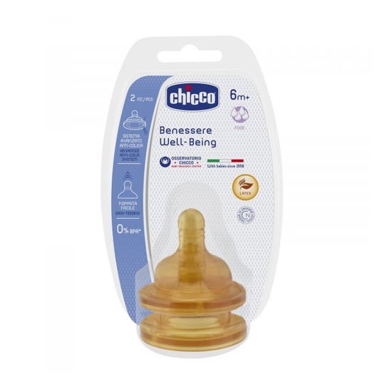 Chicco Tétine Well-Being Látex +6m 2uds Chicco Tétine Well-Being Látex +6m 2uds