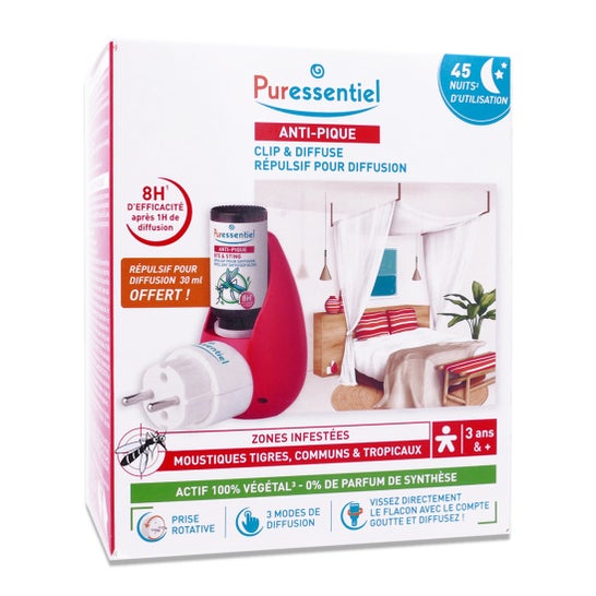 Puressentiel Kit Anti-Pique Diffuseur Ultrasonique Clip & Diffuse