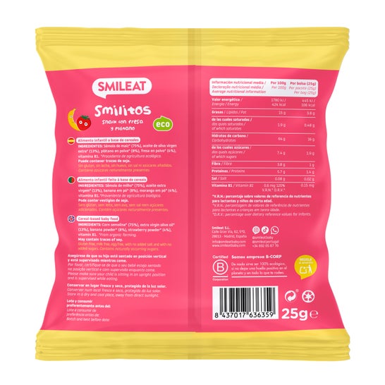 Smileat Smilitos Fraise &amp; Banane Eco 25g