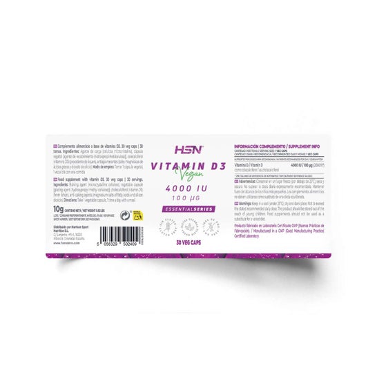 HSN Vitamina D3 Vegana 4000UI 30vcaps