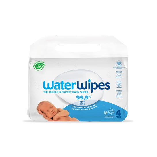 WaterWipes Lingettes Bébé 99,9% 4x60uds