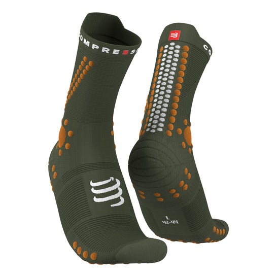 Compressport Pro Racing Socks Trail Size 3 Green Dark Cheddar 1 Paire