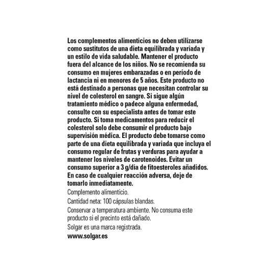 Solgar fitosterol complexe 100 cápsulas blandas blandas