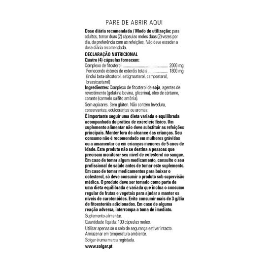 Solgar fitosterol complexe 100 cápsulas blandas blandas