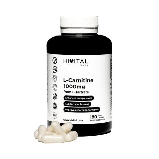 Aliments vitaux L-Carnitine pure 1000mg 180 capsules végétaliennes