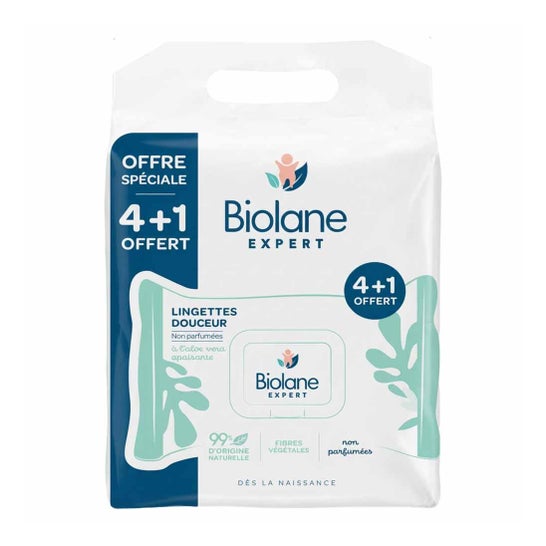 Biolane Expert Lingettes Douces Sans Parfum 5x60 Unités