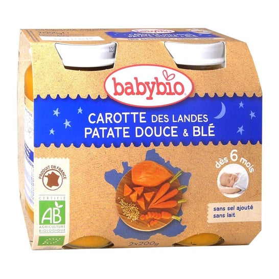 Babybio Petits Pots Bonne Nuit Légumes Variés Blé Bio 6 mois 2 x 200 g