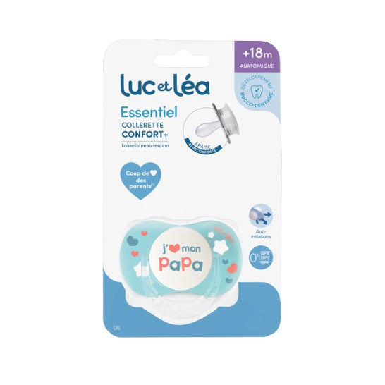Luc Et Léa Sucette anatomique avec anneau J'aime mon papa 1 unité