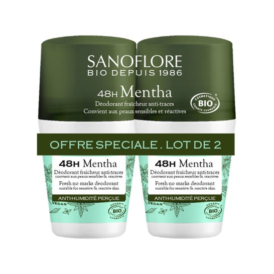 Sanoflore Mentha Déodorant 48h Bio Lot de 2x50ml