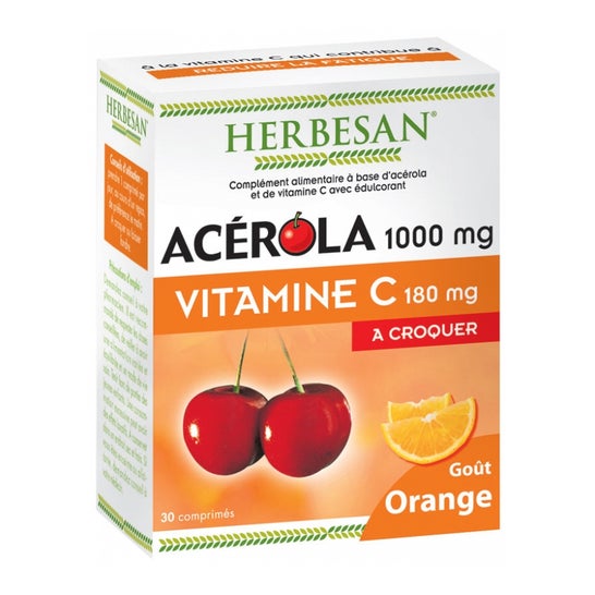 Herbesan Acérola 1000 Goût Orange 30 comprimés à croquer