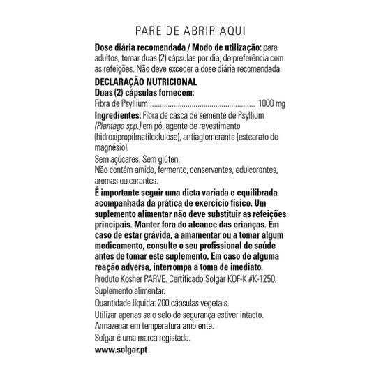 Solgar Psyllium 500mg 200 gélules Végétales