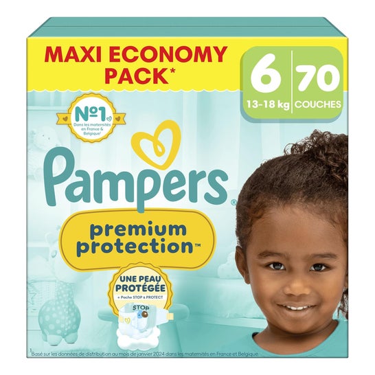 Pampers Pañales Premium Protection Talla 6 13-18 kg 70 uds