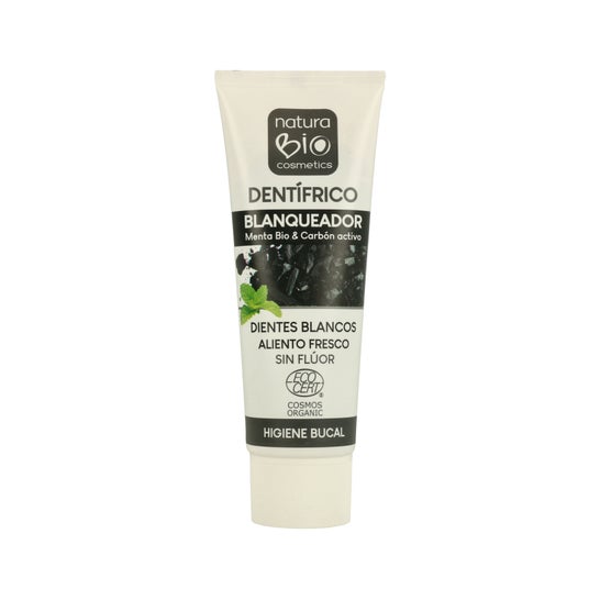 NaturaBio Cosmetics Dentifrice Blanchissant Menthe Bio et Charbon Actif 75ml