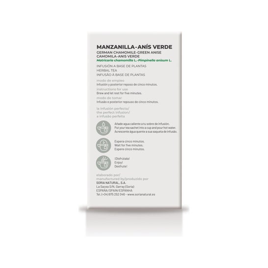 Soria Natural Manzanilla avec 20 filtres Ring Infusion 20