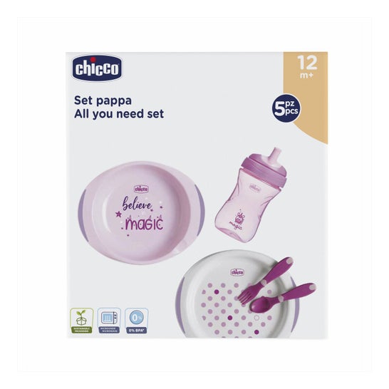 Ensemble complet de repas rose Chicco 12m et plus