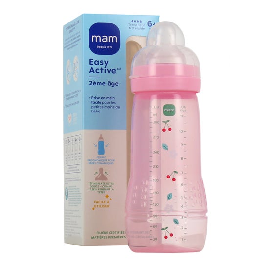 Mam Easy Active Biberon Tétine Débit Très Rapide +6M Berry 330 ml
