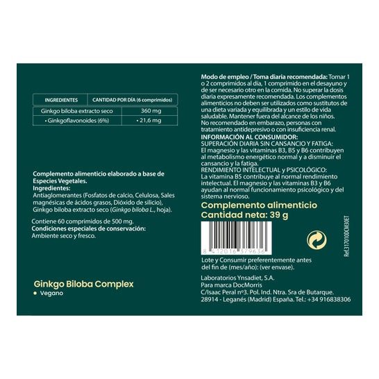 DocMorris Ginkgo Biloba Complexe 60 Comprimés