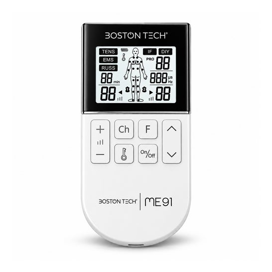 Boston Tech Électrostimulateur TENS EMS 5en1 Rechargeable Blanc