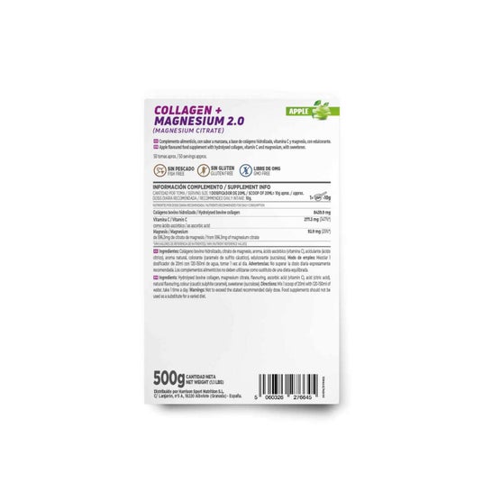 HSN Colágeno Hidrolizado + Magnesio 2.0 en Polvo Manzana 500g