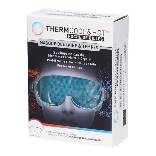 ThermCool&Hot Poche de Billes Masque Oculaire & Tempes 26x10 cm