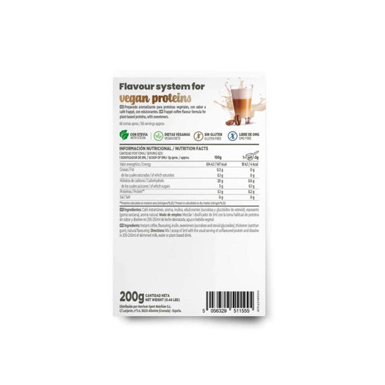 HSN Saborizante en Polvo para Proteínas Vegetales Café Frappé 200g