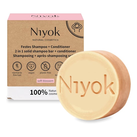 Niyok Shampooing Solide 2 en 1 + Après-shampooing Soft Blossom 80 g