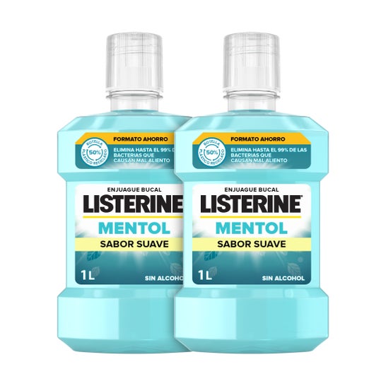 Listerine Bain de bouche Menthol Saveur douce 2X1000ml