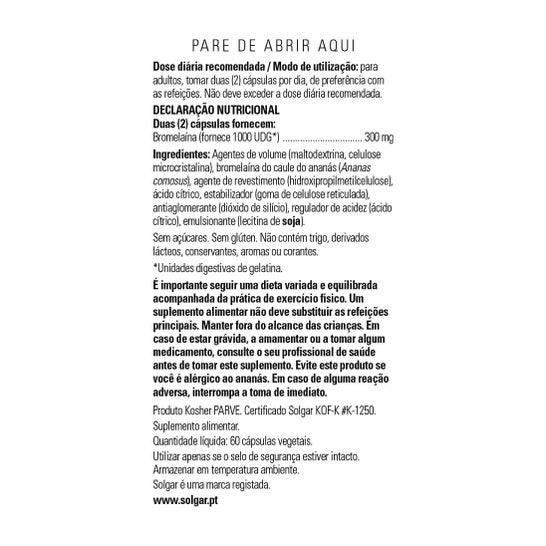 Solgar Bromelaïne 300mg 60 gélules végétales