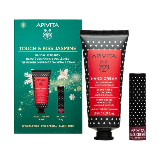 Apivita Coffret Crème Mains Jasmin + Baume Lèvres Groseille Noire