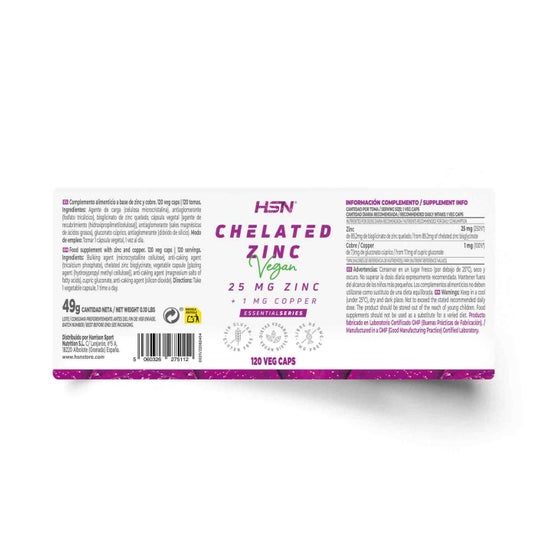 HSN Bisglicinato de Zinc 25mg Zinc 120vcaps
