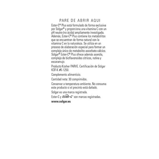 Solgar Ester C® Plus 1000 mg 30 Comprimés