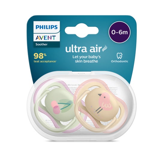 Philips Avent Ultra Air Pink Symmetrical Silicone 0-6M 2uts