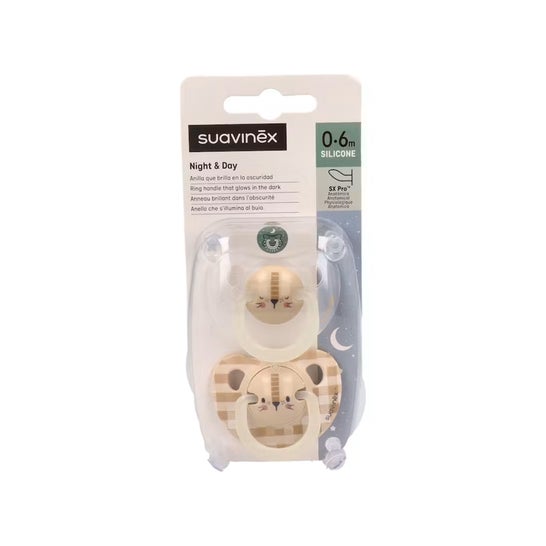 Suavinex sucette anatomique Jour & Nuit 0-6 mois Silicone 2 Und.