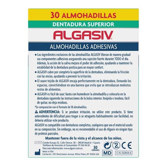 Algasiv Coussinet Adhesif Prothèse Dentaire Supérieur 30uts Algasiv Coussinet Adhesif Prothèse Dentaire Supérieur 30uts