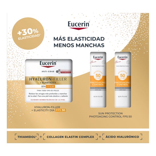 Eucerin Coffret Anti-Âge Hyaluron-Filler + Elasticity Crème De Jour SPF30 50ml + 2 Miniatures Photoaging Control SPF50+ 2x5ml