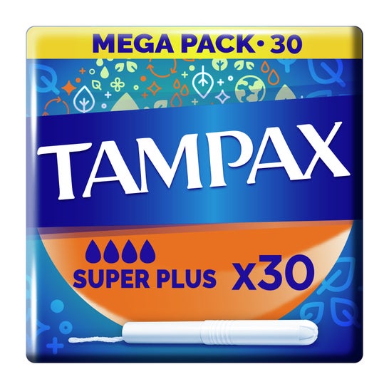 Tampons Tampax avec applicateur en carton Suplerplus 30 Unités