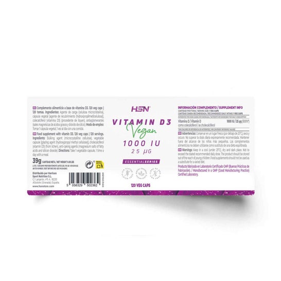 HSN Vitamina D3 Vegana 1000UI 120vcaps