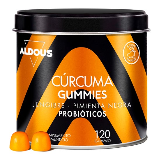 Aldous Bio Curcuma Gingembre Poivre Noir Probiotiques 2500mg 120 Gummies